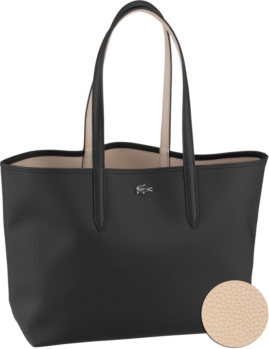 Lacoste Shopper Anna Shopping Bag 2142 Black Warm Sand (innen Beige) (14.7 Liter)  - Onlineshop Taschenkaufhaus
