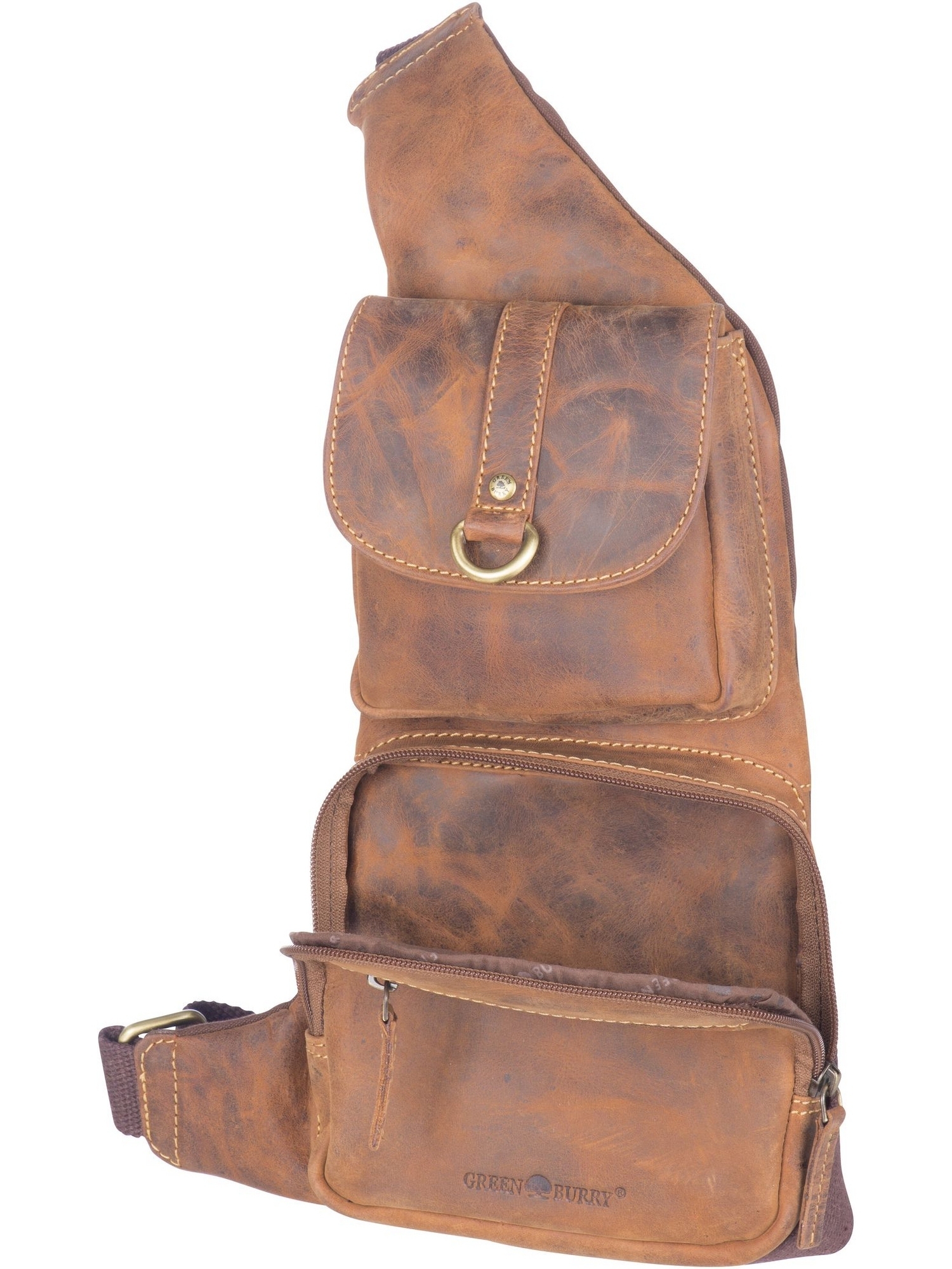GreenBurry Bodybag Crossover-Bag Rind-Leder Vintage Daypack Rucksack Cross 1612 