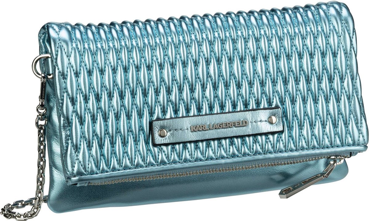 Karl Lagerfeld Abendtasche Clutch K Kushion Quilted Wallet On Chain Metallic Cender Blu (0.8 Liter)  - Onlineshop Taschenkaufhaus