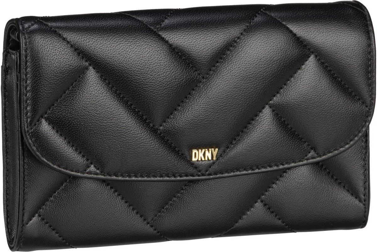 DKNY Abendtasche Clutch Sidney Quilted Leather Wallet On Chain Black Gold (1 Liter)  - Onlineshop Taschenkaufhaus