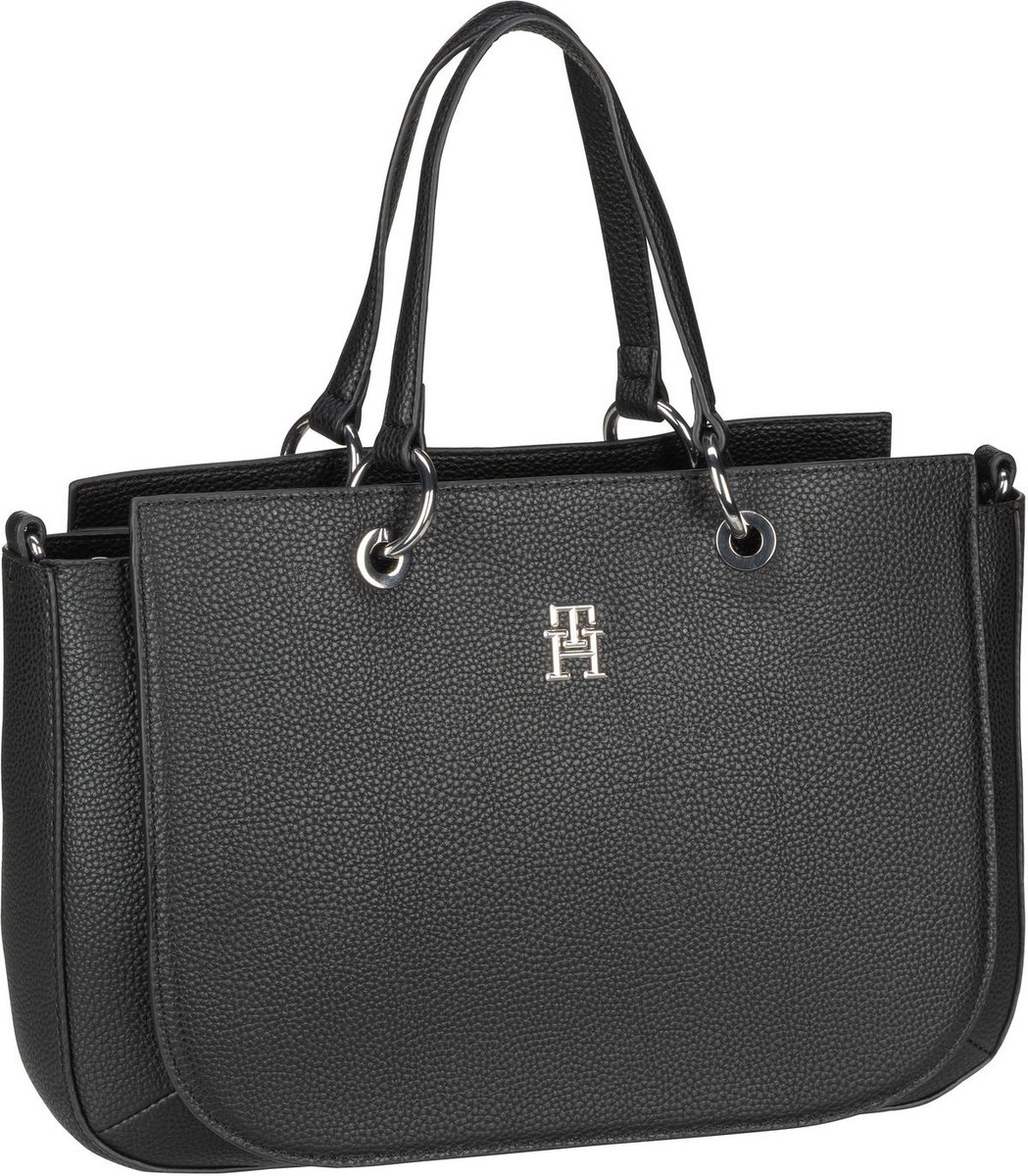 Tommy Hilfiger Handtasche TH Emblem Satchel SP23 Black (8.3 Liter)  - Onlineshop Taschenkaufhaus